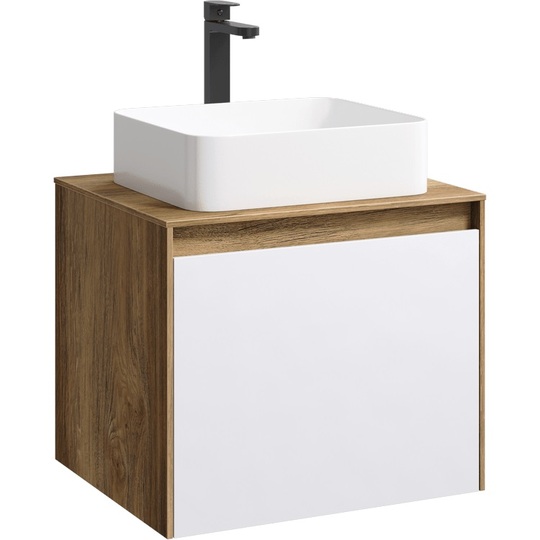 Тумба с раковиной Aqwella Mobi 60 дуб балтийский/белый