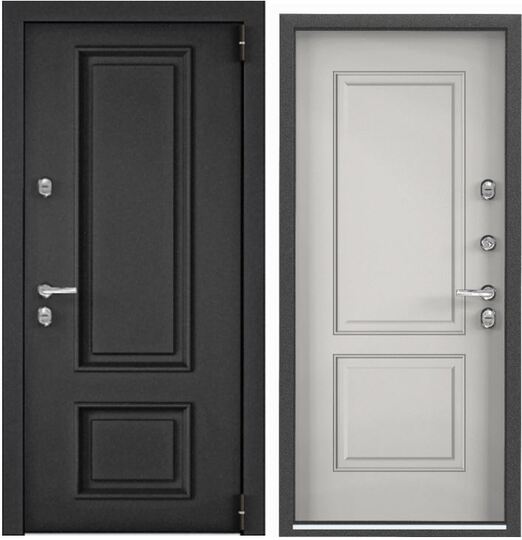 Дверь входная стальная Торэкс Snegir Pro Темно-серый букле графит FL2/ПВХ Бьянко S60-С2