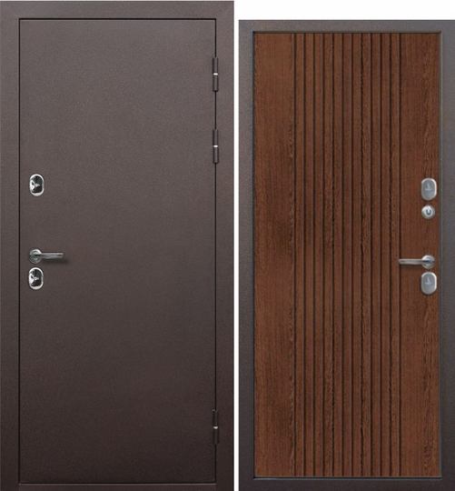 Входная дверь Феррони Изотерма 11 см Медный антик/Орех темный