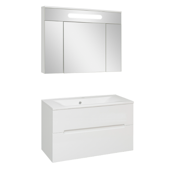 Комплект мебели для ванной Aqua de Marco Olivia 100 белый подвесной 2 ящика