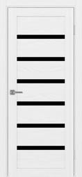 Межкомнатная дверь OPorte Турин 507 Белый лед стекло лакобель черное