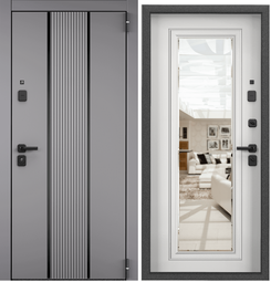 Дверь входная стальная Торэкс Tau LT PP ПВХ Гриджио T-W11/ПВХ Бьянко T-CM