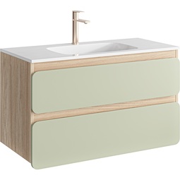 Тумба с раковиной Aqwella Vento 100 акация/шалфей зеленый