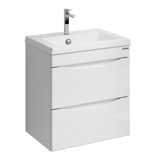 Тумба с раковиной Grossman Виста 50 белый глянец подвесная