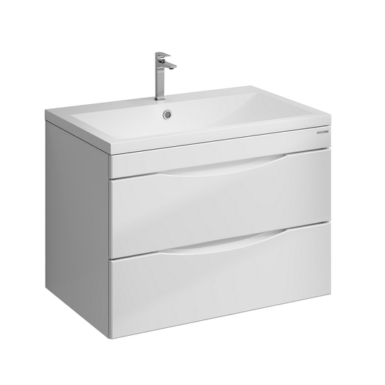 Тумба с раковиной Grossman Виста 75 белый глянец подвесная