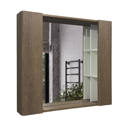Зеркало-шкаф Comforty Ангара 90 дуб темно-коричневый с подсветкой